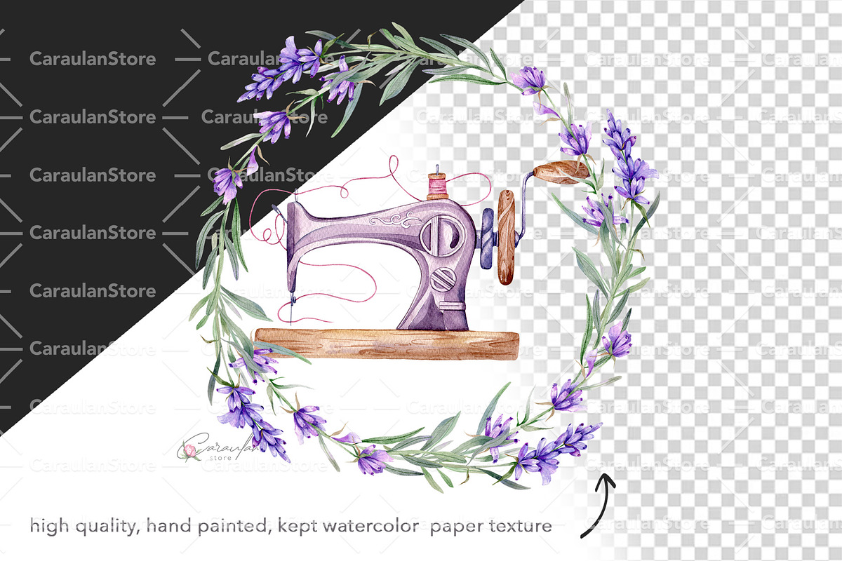 Floral Vintage Sewing Machines, an Object Illustration by CaraulanStore (Photo 4 of 12)