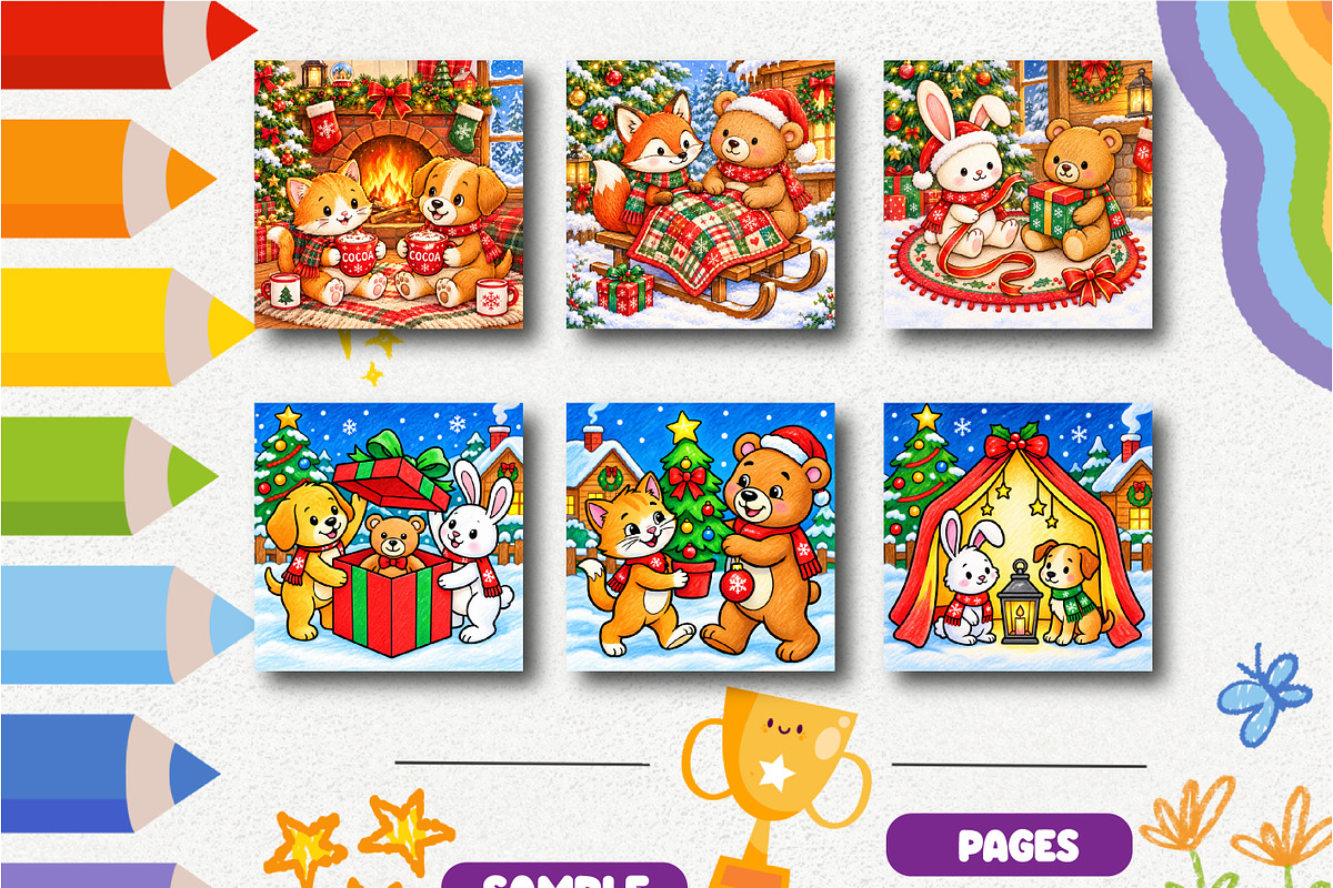 Christmas Cozy Friend Coloring, a Seasonal Illustration by Design Zone (Photo 2 of 5)