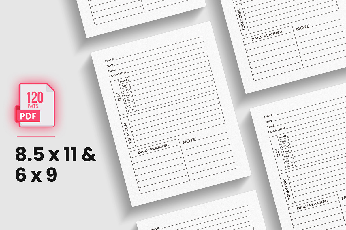 100 Day Goal Planner KDP Interior, a Print Template by bossdesigner (Photo 3 of 3)