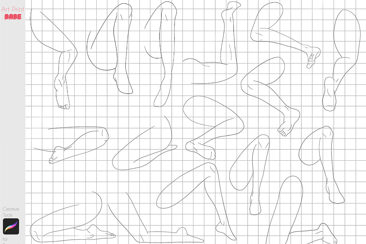 Procreate Anime Body Guides Legs, a Brush Add-On by ArtPrintBabe (Photo 3 of 3)