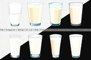 Glass of Milk Clipart, a Graphic by Artnoy (Thumbnail 2 of 5)