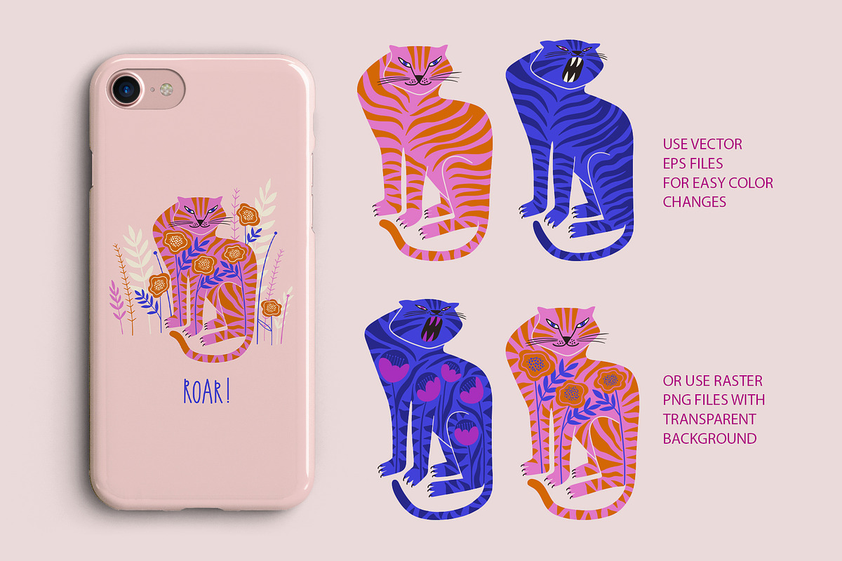 Folk Art Tigers, an Animal Illustration by Annakniaz (Photo 9 of 15)