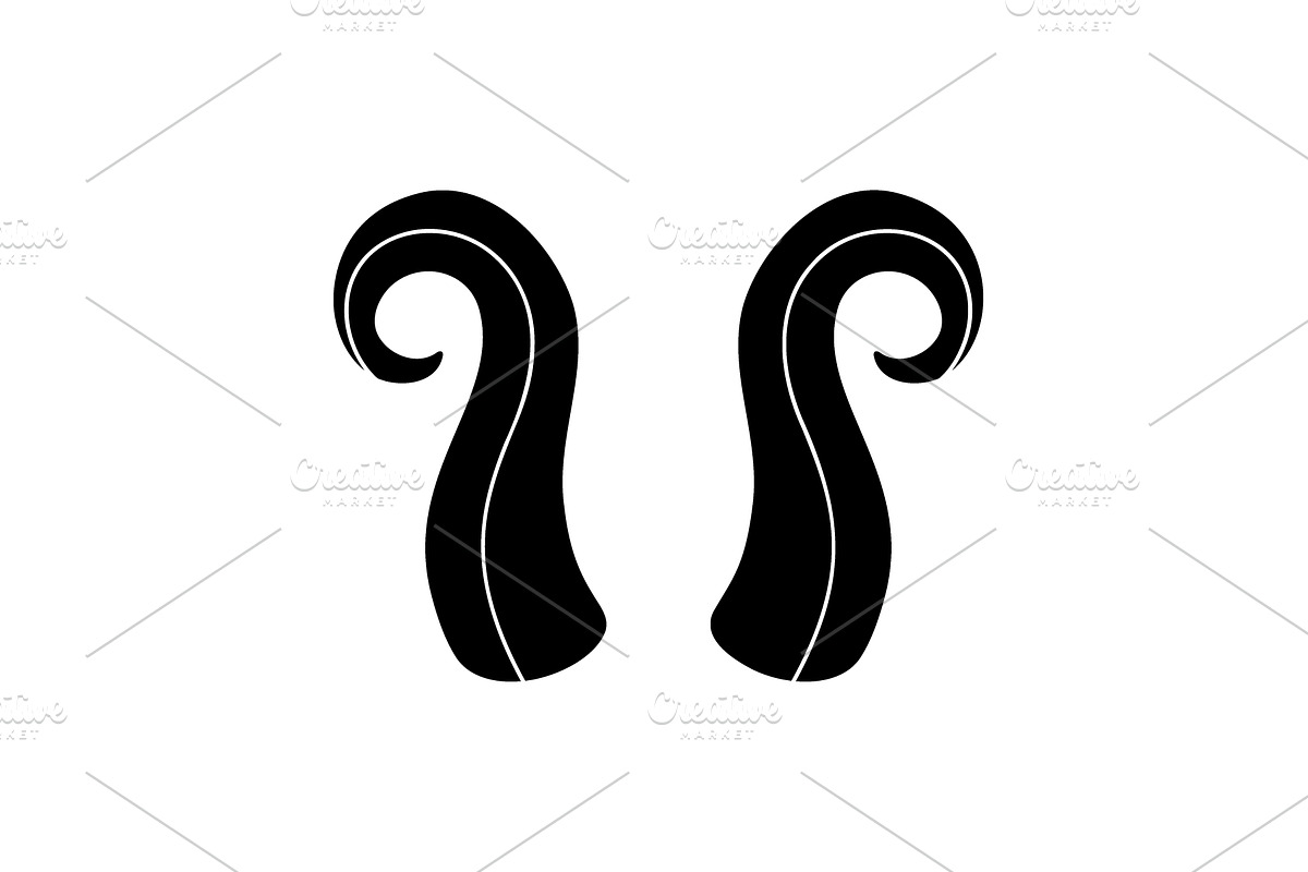 Black curled goat horns. Silhouette, an Animal Illustration by GraphiShop