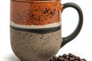 Stylish coffee mug with roasted bean, a Food & Drink Photo by Pixeness Studio