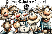 Quirky Reindeer Clipart, an Illustration by Black Bird Studio (Thumbnail 1 of 5)