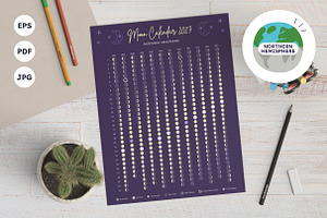 2027 Moon Calendar Portrait Northern, a Poster Template by insemar