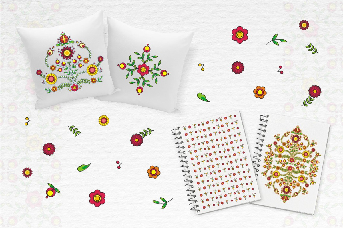Folk Floral Vector Ornament Set, a Decorative Illustration by ElenaKovalyova (Photo 5 of 5)
