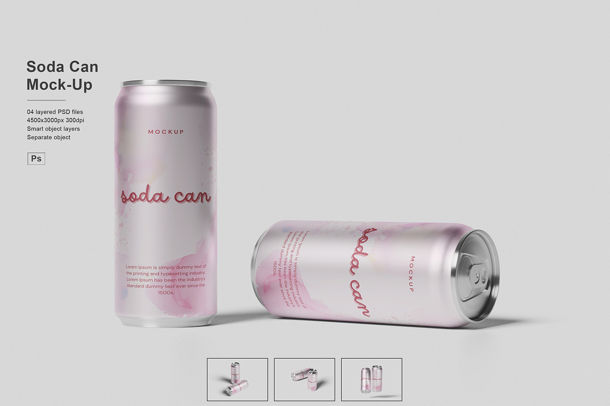 Soda Can Mockup, a Product Mockup by Pexelcorner (Photo 1 of 5)