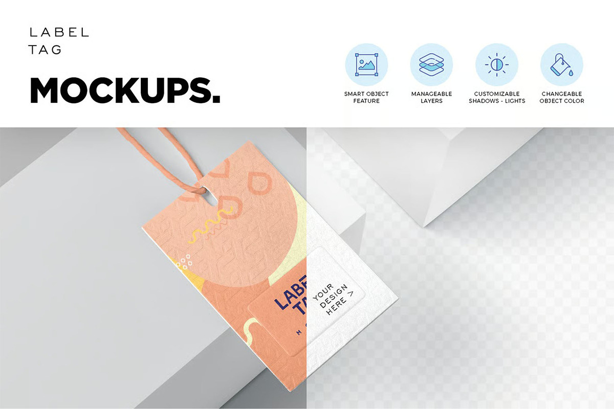 Clothing Label Tag Mockups, an Advertising Mockup by megostudi0 (Photo 3 of 5)