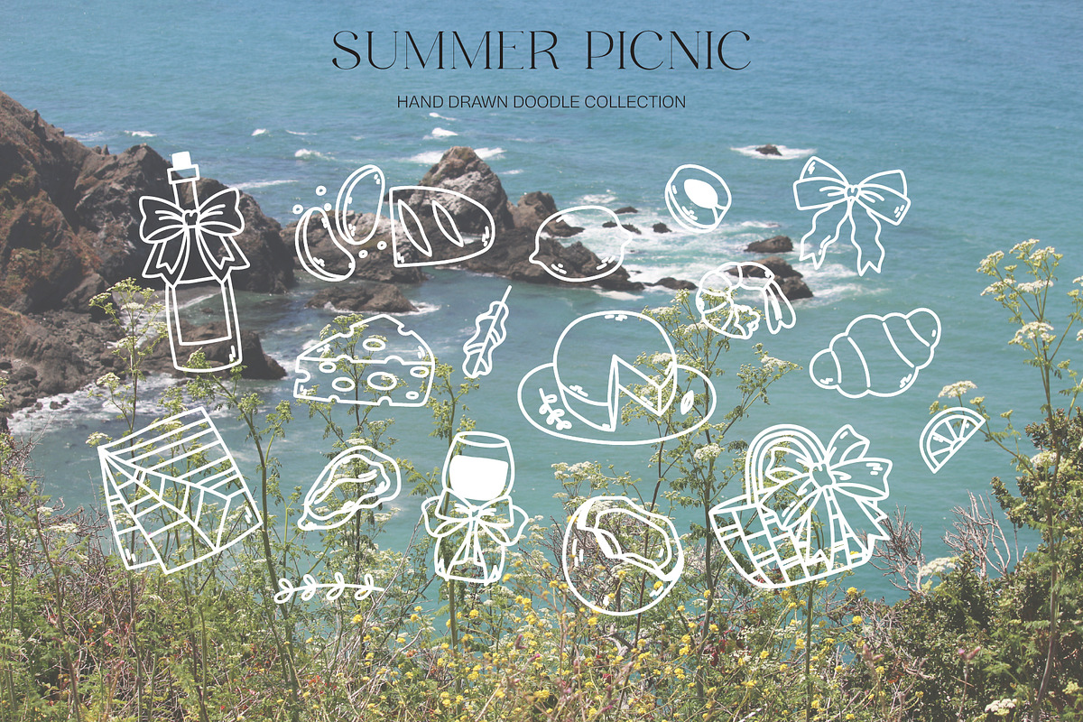 Summer Picnic Elements - Doodle Art, an Illustration by Moonberry_Studio (Photo 2 of 14)