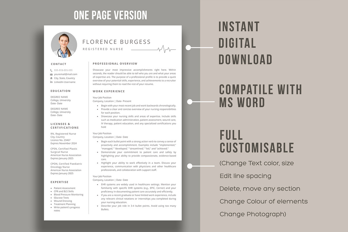 Nurse Resume Template/ Medical CV, a Resume Template by aivos (Photo 2 of 6)