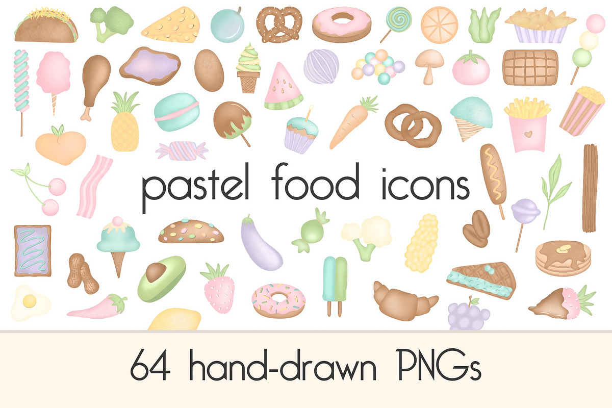 Pastel Food Clip Art - 64 PNGs, an Emoji Icon by Bujo Studio (Photo 1 of 3)