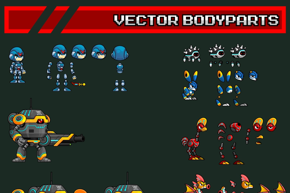 Robotman Game Sprites, an Animal Illustration by pzUH (Photo 4 of 5)