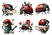 Whimsical Ladybug Spring Set Clipart, an Illustration by Daily.Designs (Thumbnail 7 of 7)