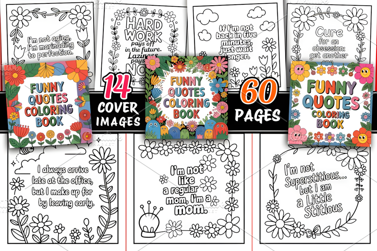Funny Quotes Coloring Book, a Decorative Illustration by Design Station (Photo 1 of 3)