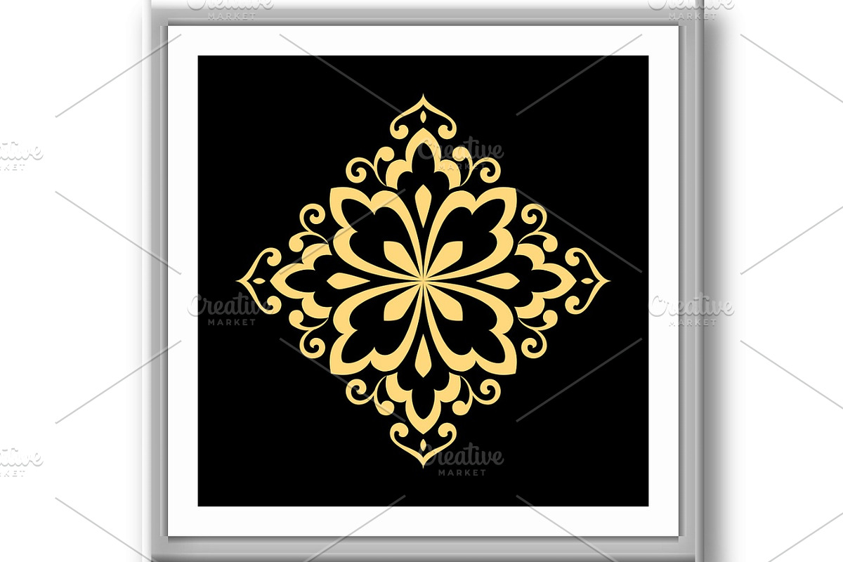 Golden vector pattern on a black, a Decorative Illustration by RODINA (Photo 3 of 3)