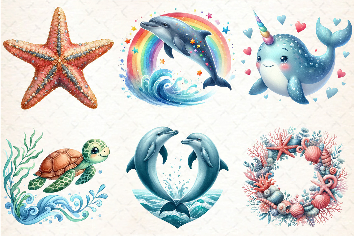 Watercolor Under the Sea Clipart, an Illustration by DreamCafeArt (Photo 4 of 7)