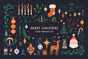 Christmas & New Year decorations set, a Seasonal Illustration by Good Studio (Thumbnail 1 of 8)