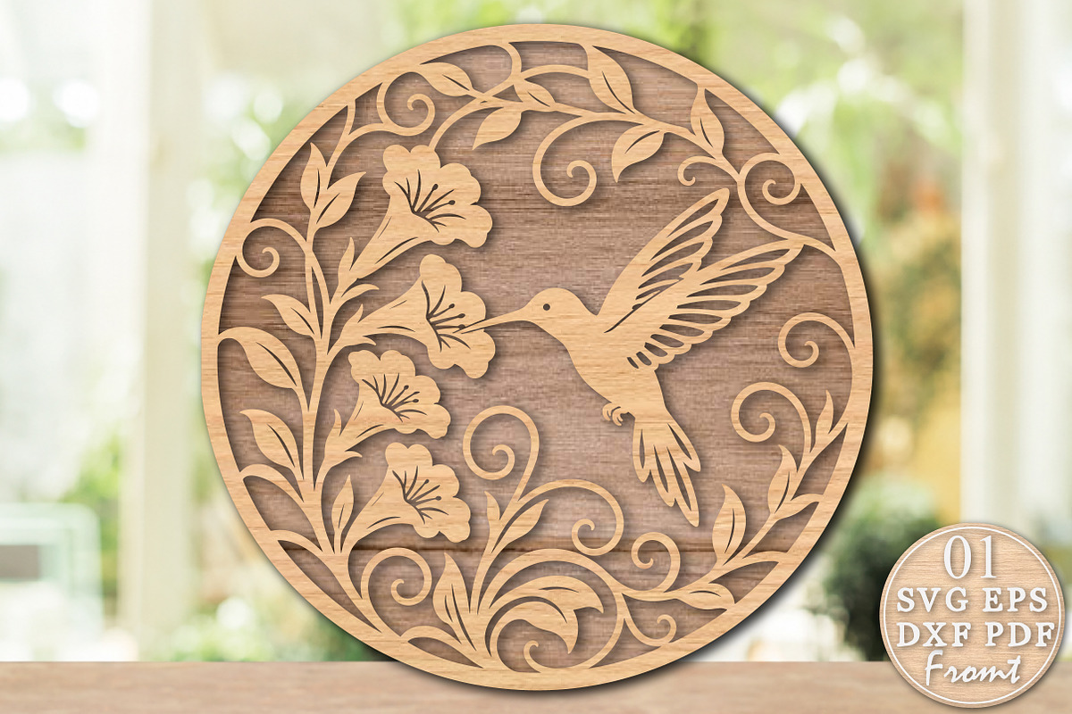 Hummingbird Laser Cut SVG, an Object Graphic by Rose Art (Photo 1 of 3)