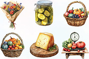 Watercolor Farmers Market Clipart, an Illustration by CraftArtStudio (Thumbnail 2 of 6)