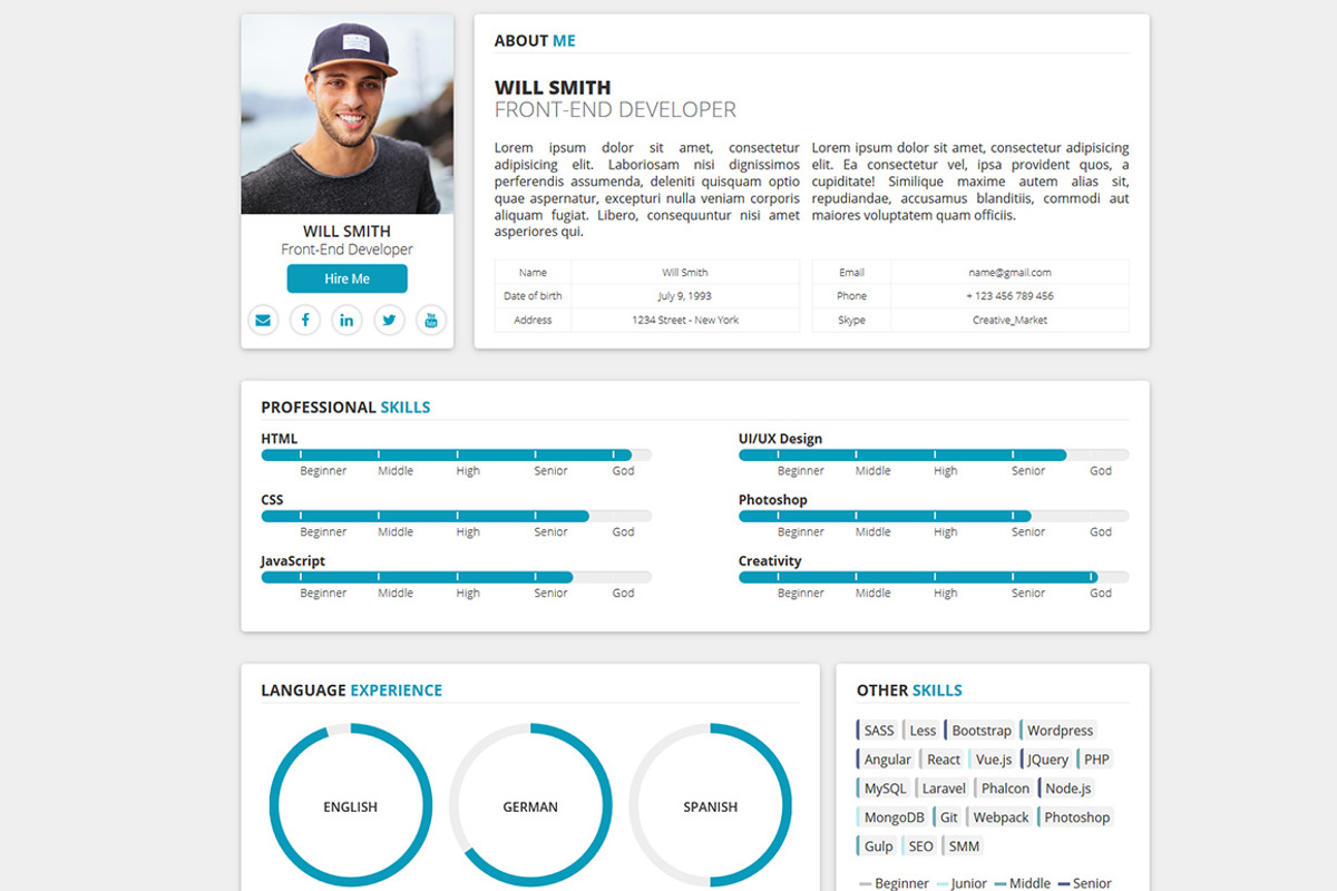 Redax - Simple OnePage CV Resume, a HTML Template by AntonyChernianu (Photo 1 of 2)
