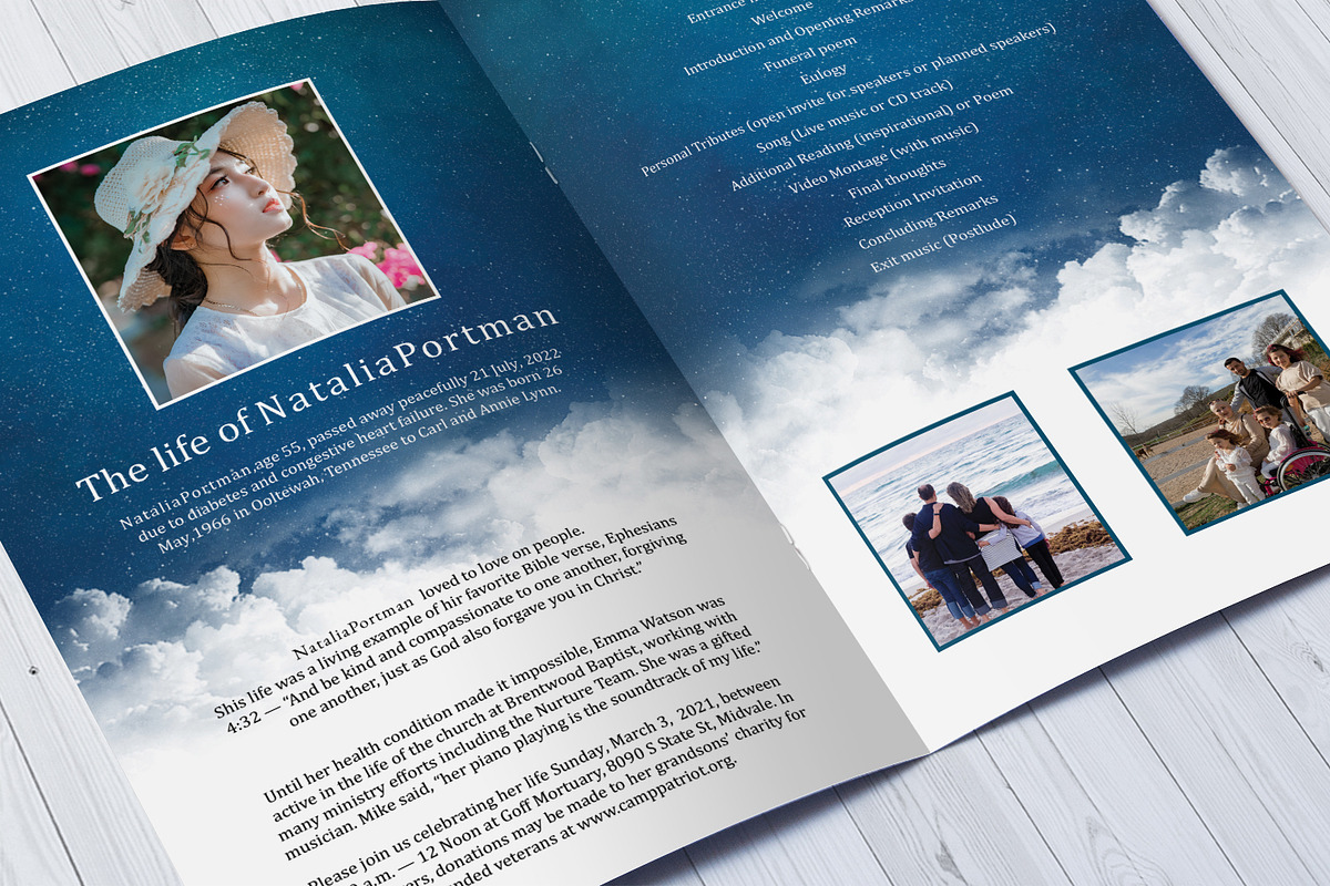 Blue Sky Funeral Program Template, a Brochure Template by Template Shop (Photo 5 of 5)
