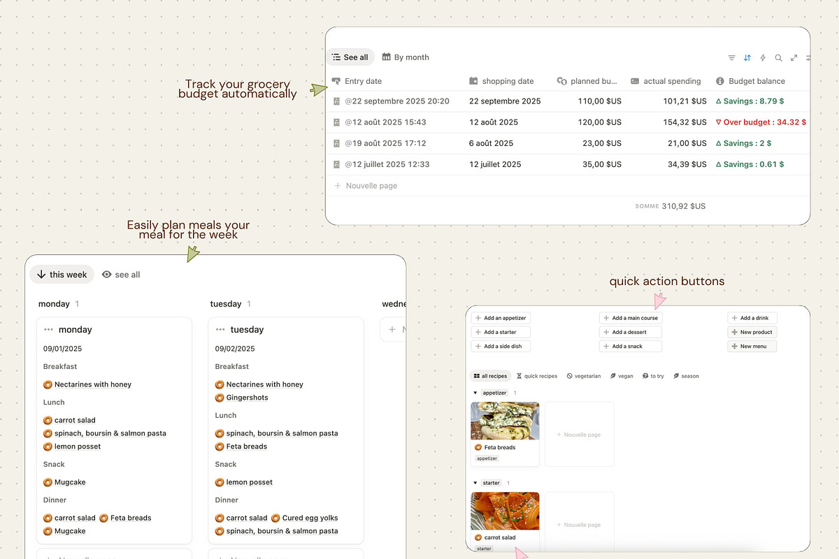 Kitchen hub - Notion template preview 5