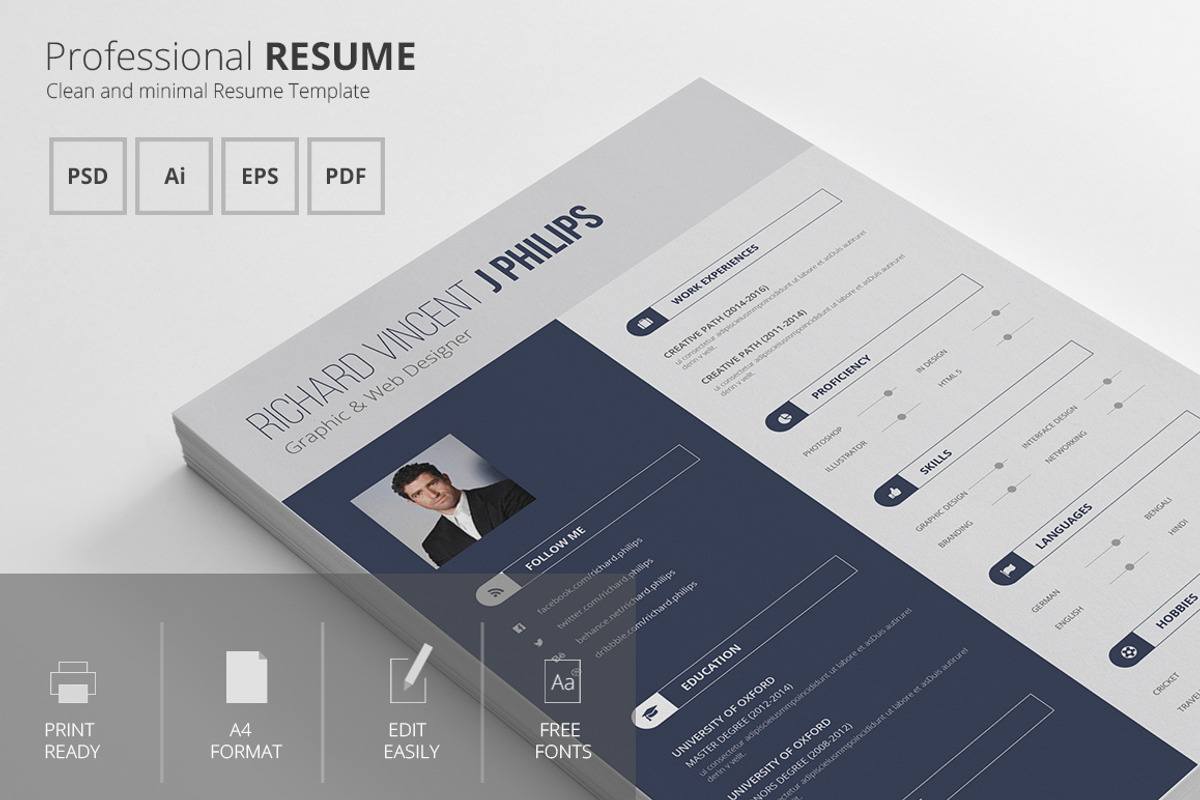 Resume CV Template, a Resume Template by art_ample (Photo 1 of 3)