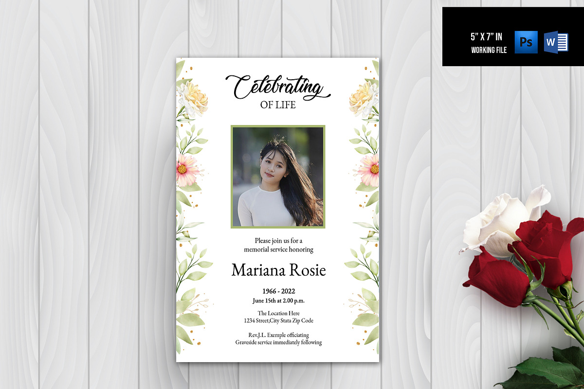 Floral Funeral Announcement, a Flyer Template by Template Shop (Photo 3 of 3)