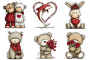 Watercolor Animals Valentine Clipart, an Illustration by Craft Nest (Thumbnail 7 of 9)
