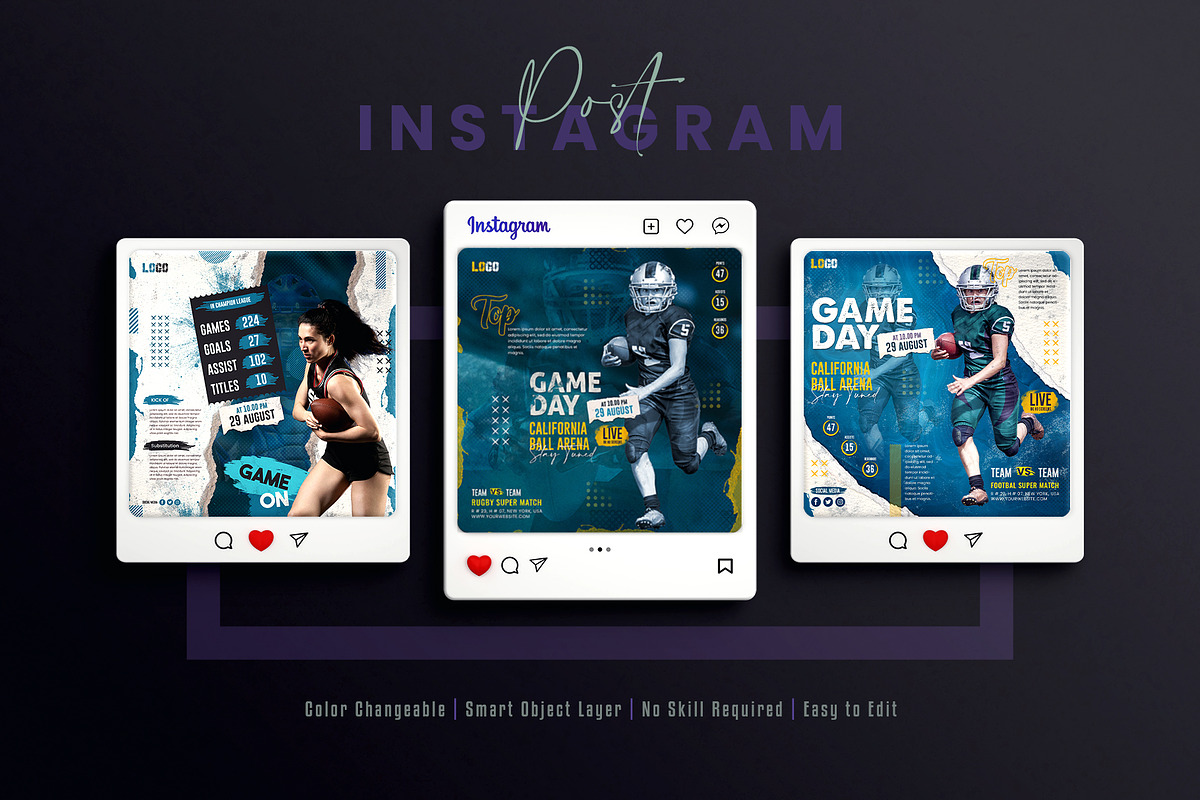 American Football Sport Social Media, a Social Media Template by Creative_View (Photo 5 of 8)