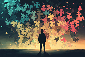 Creative puzzle concept illustration, a Photo by Pavel_design