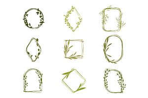 Green floral frames set with natural