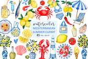 Watercolor Mediterranean Clipart PNG, a Food Illustration by PatternPalette (Thumbnail 1 of 9)