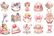 Watercolor Baby Girl Clipart, an Illustration by Designking (Thumbnail 3 of 5)