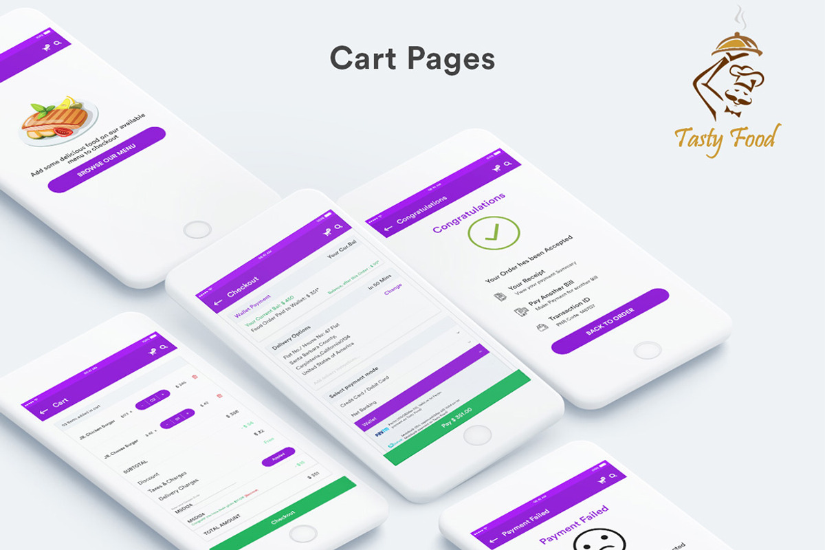 Food Order Mobile App UI, a Templates & Theme by 3djagan (Photo 4 of 7)