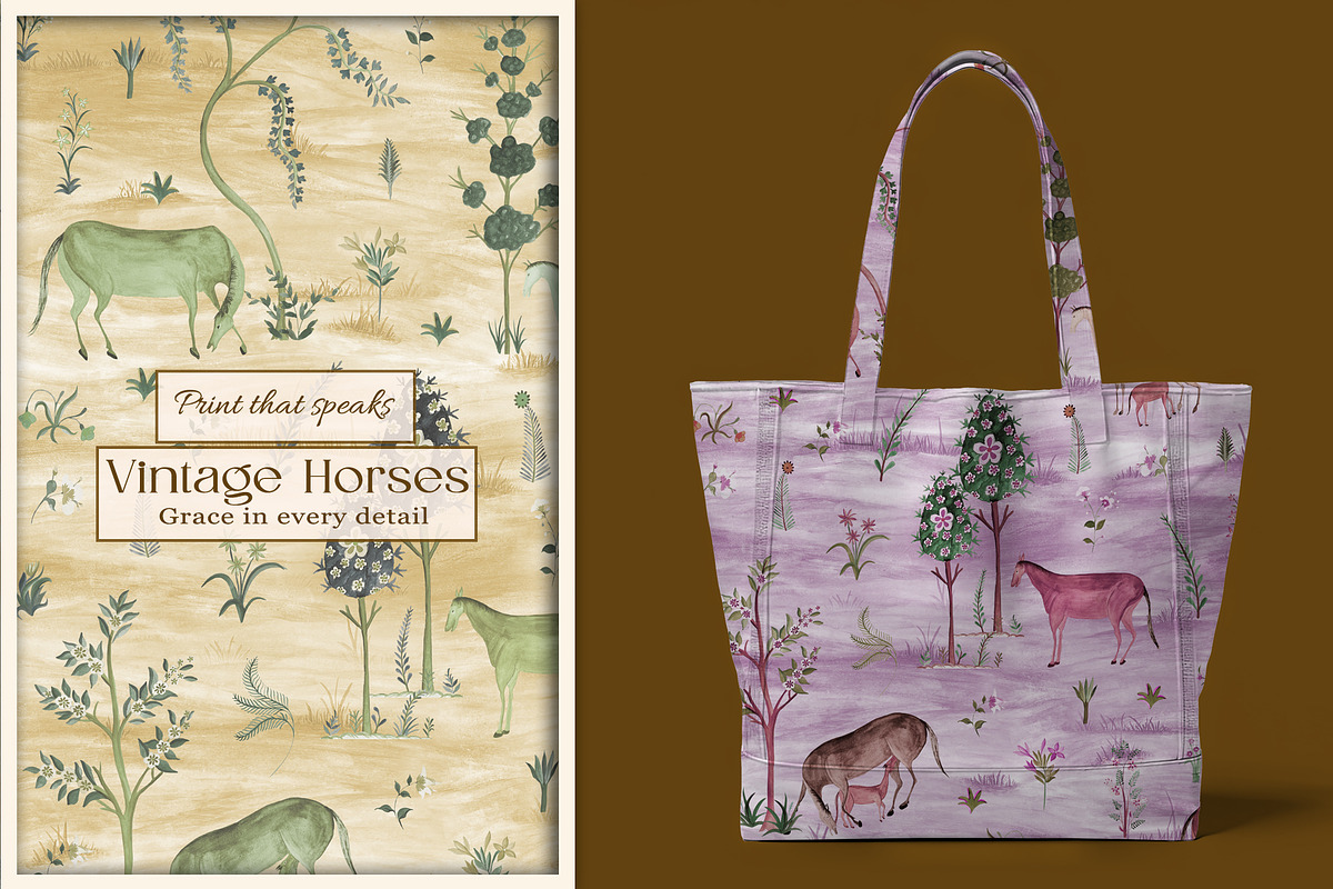 Vintage Horses Prints & Patterns, a Pattern Graphic by GND ART STUDIO (Photo 4 of 8)