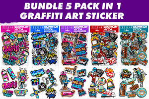Bundle Graffiti Sticker Pack Vector