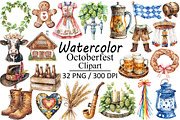 Watercolor Octoberfest Clipart, an Illustration by Design Market (Thumbnail 1 of 3)
