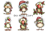 Whimsical Fluffy Christmas Birds, an Illustration by Craft Nest (Thumbnail 9 of 9)