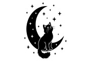50 Cat Moon Silhouette Vector Bundle, an Illustration by jahid234 (Thumbnail 21 of 51)
