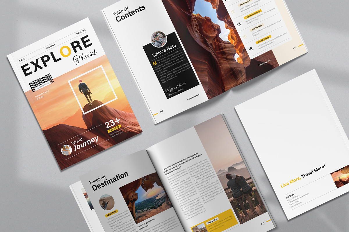 Travel Magazine Template Layout, a Magazine Template by NorthPeak (Photo 2 of 13)