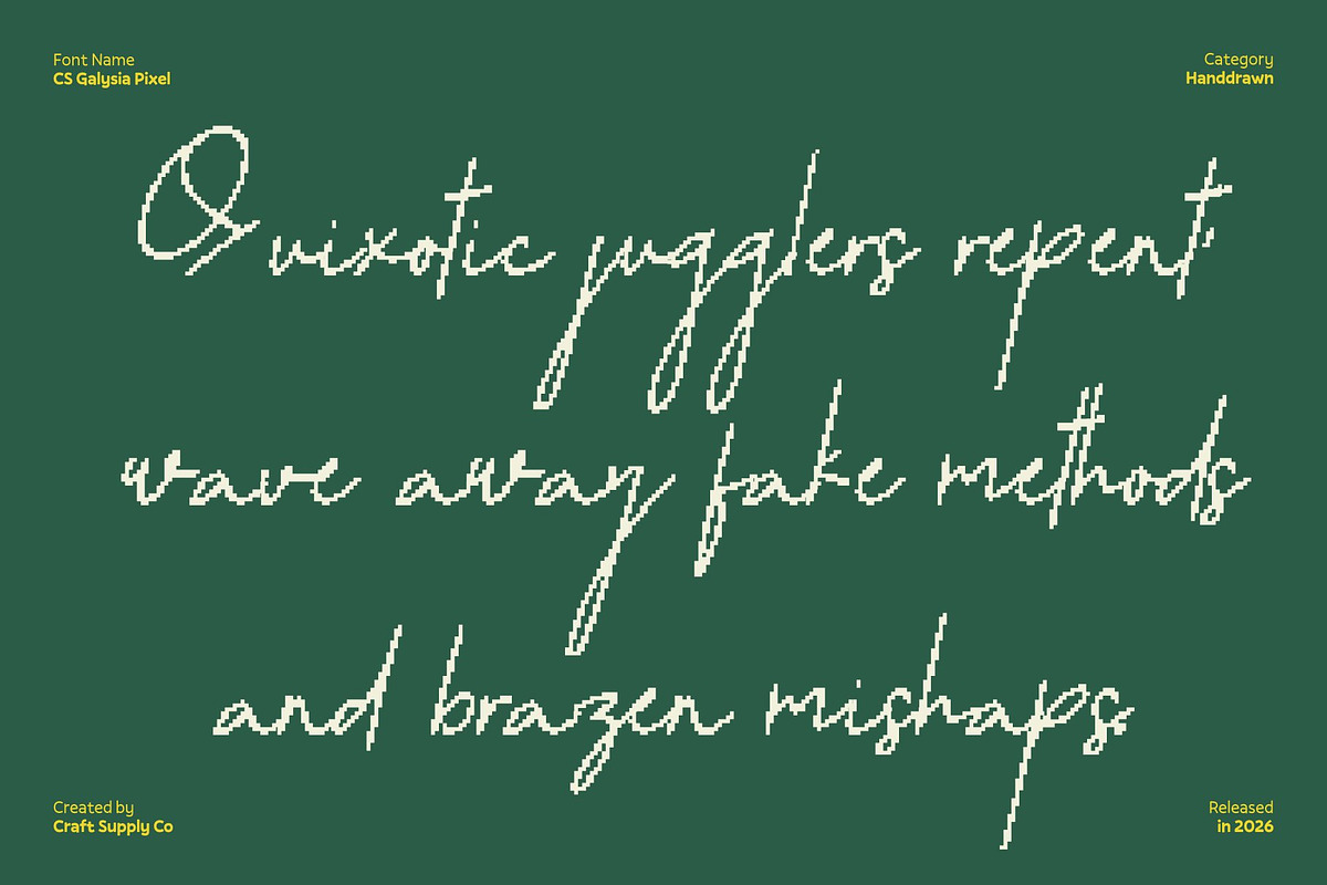 CS Galysia Pixel, a Script Font by Craft Supply Co. (Photo 4 of 8)