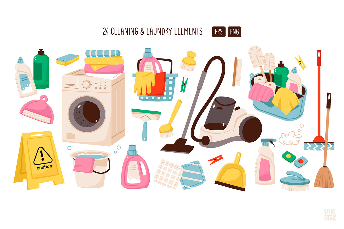 Cleaning & Laundry Clipart, a Work Illustration by vik.stock (Photo 2 of 7)