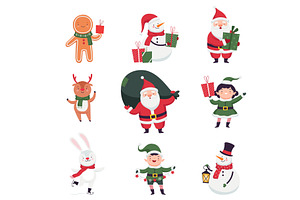 New Year Characters With Santa