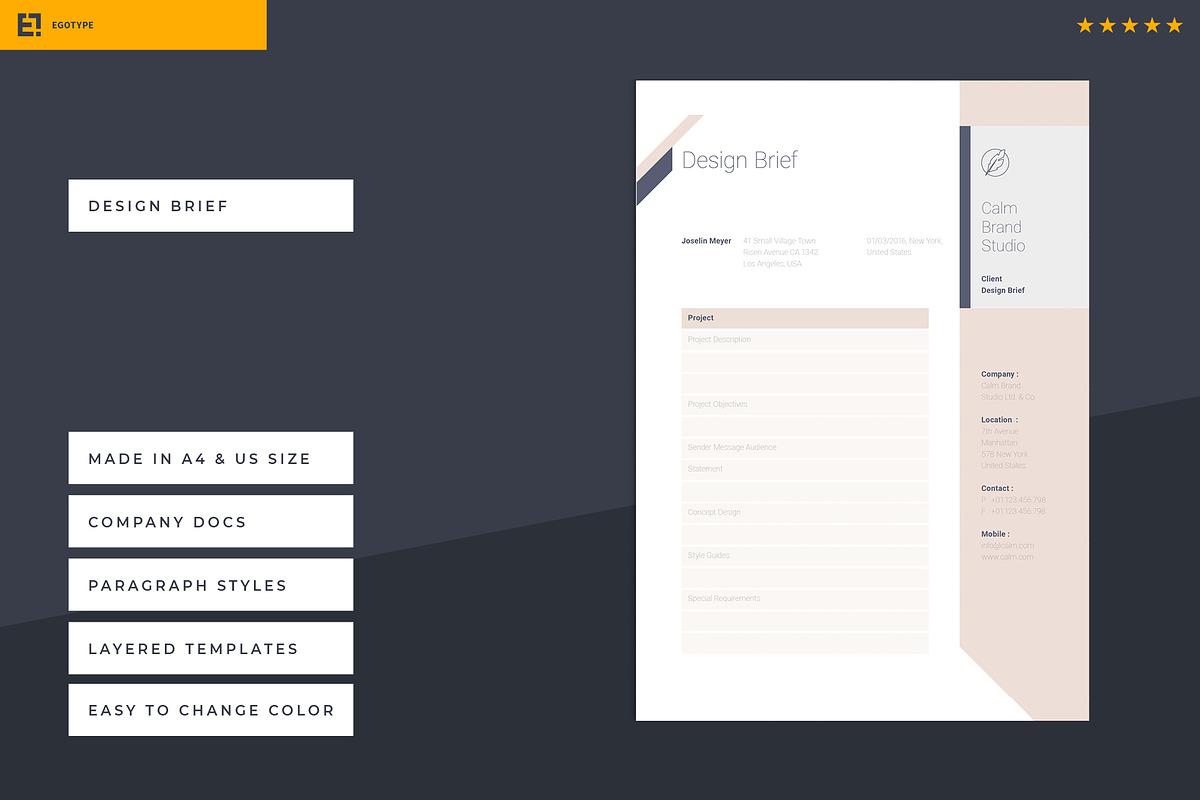 Calm Brief - Estimation - Invoice, a Stationery Template by Egotype (Photo 2 of 9)