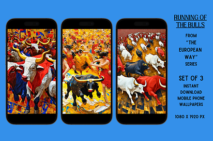 MobilePhoneWallpapers(Running Bulls), a Wallpaper Graphic by Shisa Images