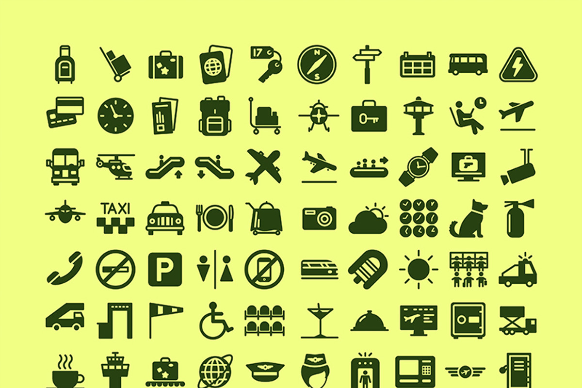 100 Airport icons, an Outline Icon by vladimir..lavrentev