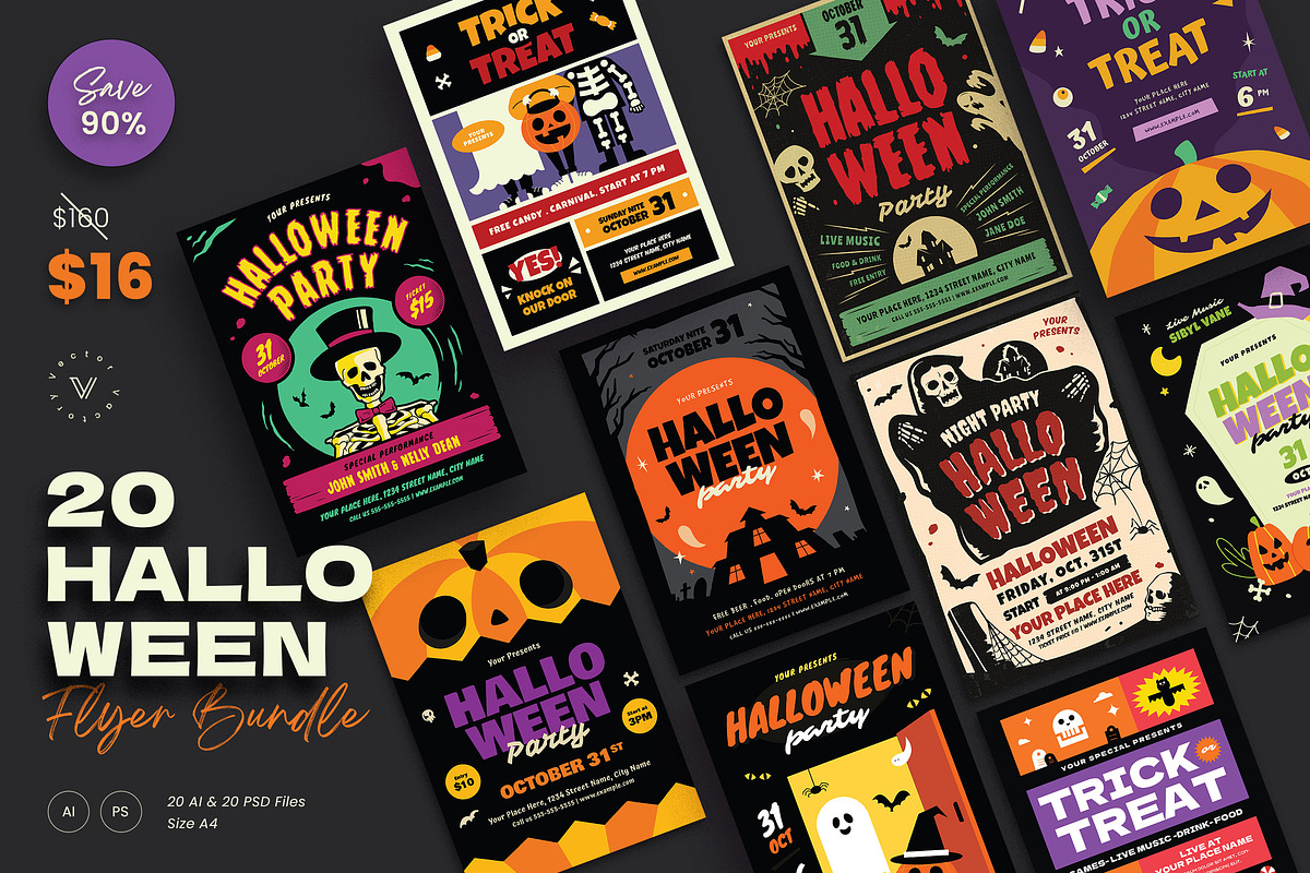 20 Halloween Flyer Bundle, a Flyer Template by VectorVactory (Photo 1 of 9)