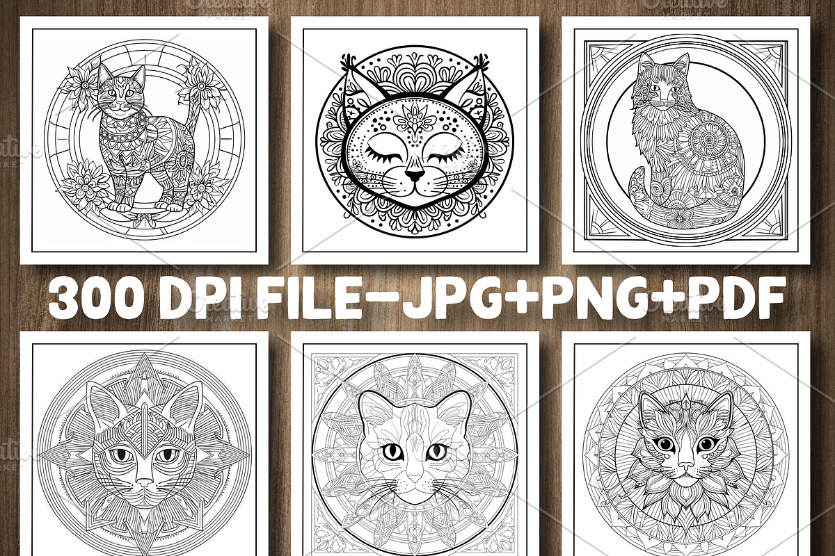 Mandala Cat Coloring Pages, an Animal Illustration by Design Station (Photo 3 of 5)